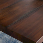 Table à manger en bois massif vieilli Gris / Acajou / Chêne rustique, style tréteau, 6 places