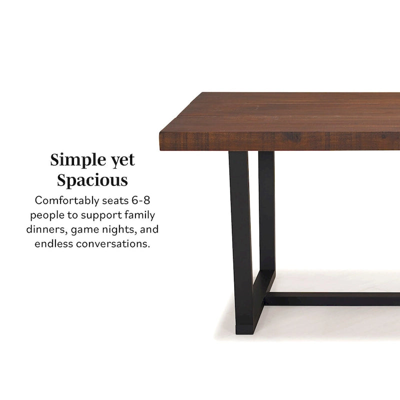 Table à manger en bois massif vieilli Gris / Acajou / Chêne rustique, style tréteau, 6 places
