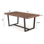 Table à manger en bois massif vieilli Gris / Acajou / Chêne rustique, style tréteau, 6 places
