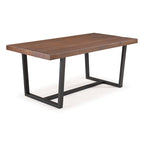 Table à manger en bois massif vieilli Gris / Acajou / Chêne rustique, style tréteau, 6 places