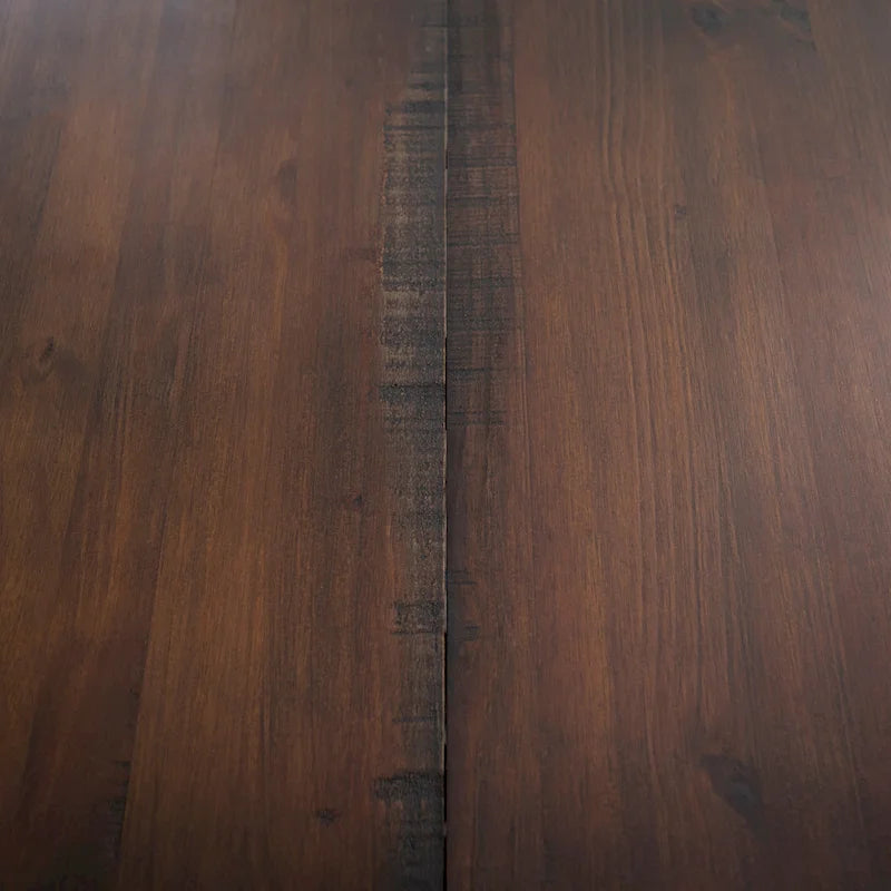 Table à manger en bois massif vieilli Gris / Acajou / Chêne rustique, style tréteau, 6 places
