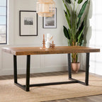 Table à manger en bois massif vieilli Gris / Acajou / Chêne rustique, style tréteau, 6 places
