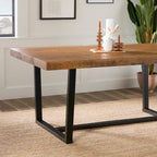Table à manger en bois massif vieilli Gris / Acajou / Chêne rustique, style tréteau, 6 places