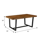 Table à manger en bois massif vieilli Gris / Acajou / Chêne rustique, style tréteau, 6 places