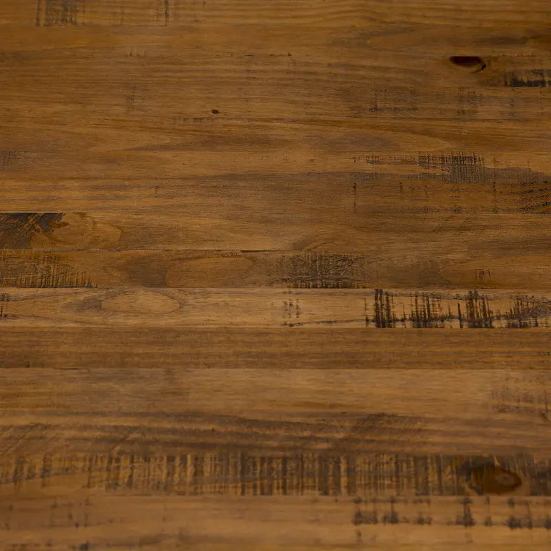 Table à manger en bois massif vieilli Gris / Acajou / Chêne rustique, style tréteau, 6 places