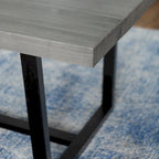 Table à manger en bois massif vieilli Gris / Acajou / Chêne rustique, style tréteau, 6 places