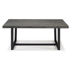 Table à manger en bois massif vieilli Gris / Acajou / Chêne rustique, style tréteau, 6 places