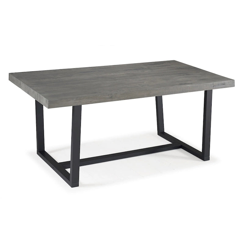 Table à manger en bois massif vieilli Gris / Acajou / Chêne rustique, style tréteau, 6 places