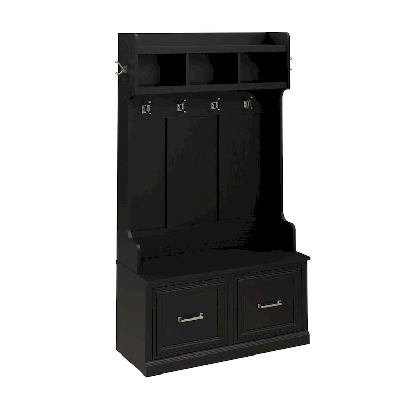 Frêne blanc / Frêne brun / Gris / Noir / Érable, Style transitoire, Portemanteau et banc à chaussures avec portes, 1 personne