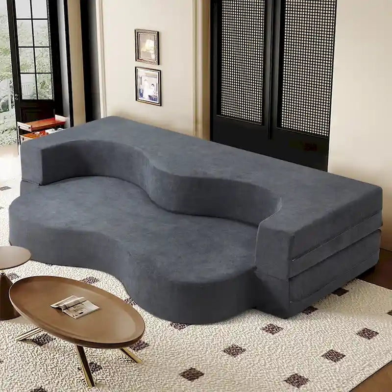Canapé-lit pliable en mousse gris / gris clair, 2-3 personnes