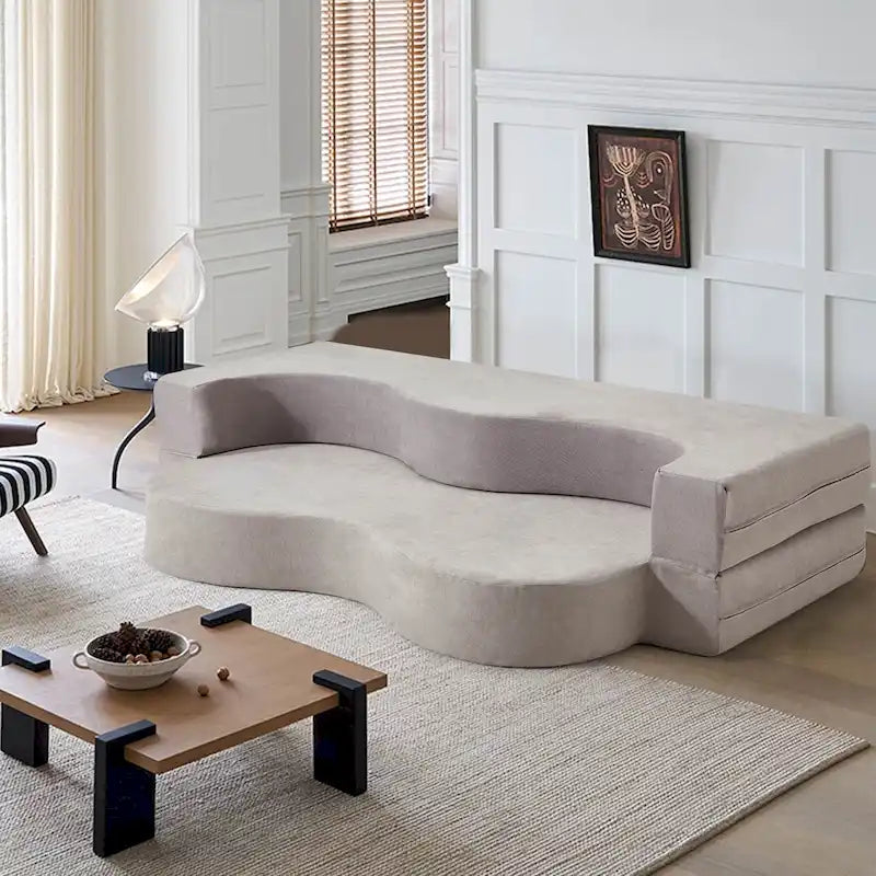 Canapé-lit pliable en mousse gris / gris clair, 2-3 personnes