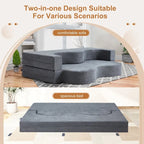 Canapé-lit pliable en mousse gris / gris clair, 2-3 personnes