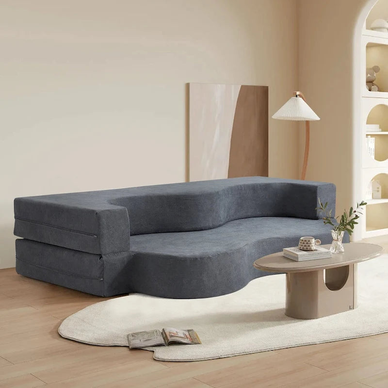Canapé-lit pliable en mousse gris / gris clair, 2-3 personnes