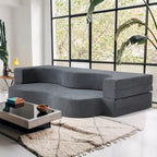 Canapé-lit pliable en mousse gris / gris clair, 2-3 personnes