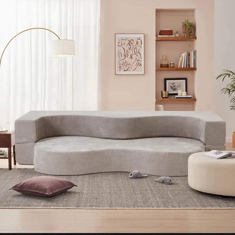 Canapé-lit pliable en mousse gris / gris clair, 2-3 personnes