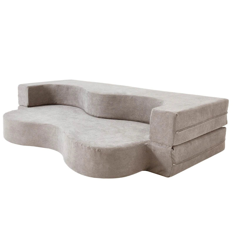 Canapé-lit pliable en mousse gris / gris clair, 2-3 personnes