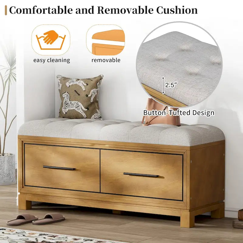 Banc de rangement relevable avec coussin, 1 personne, Expresso / Marine / Naturel / Blanc