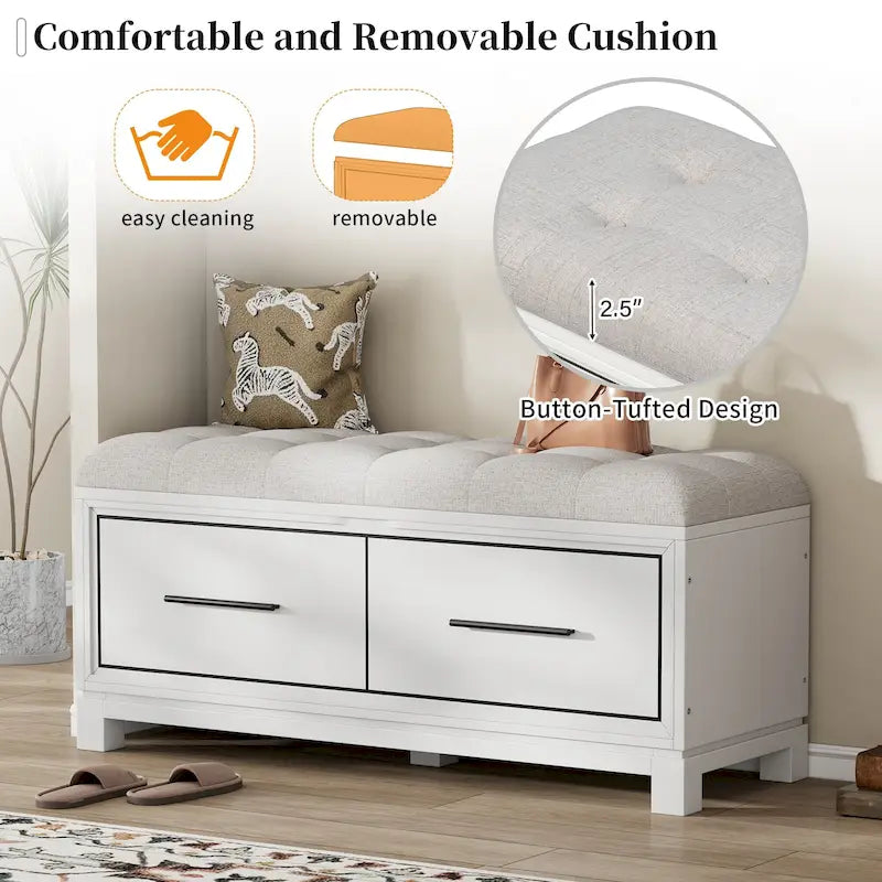Banc de rangement relevable avec coussin, 1 personne, Expresso / Marine / Naturel / Blanc