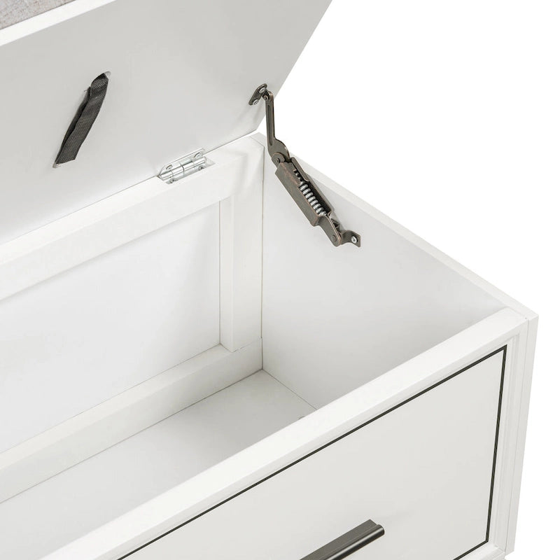 Banc de rangement relevable avec coussin, 1 personne, Expresso / Marine / Naturel / Blanc