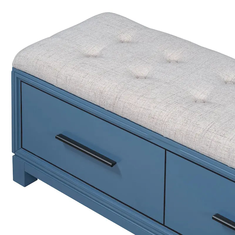 Banc de rangement relevable avec coussin, 1 personne, Expresso / Marine / Naturel / Blanc