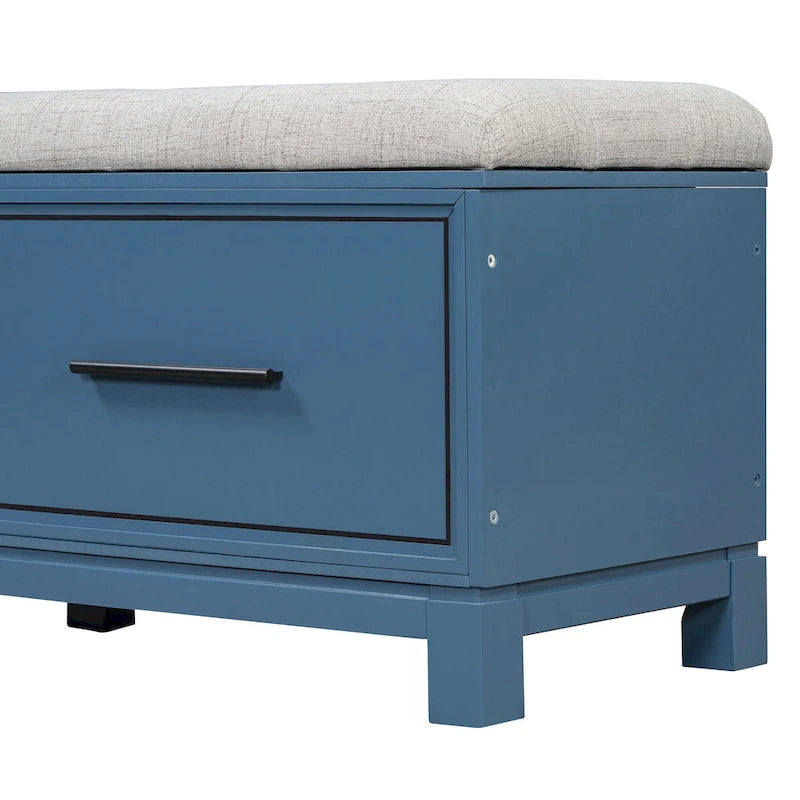 Banc de rangement relevable avec coussin, 1 personne, Expresso / Marine / Naturel / Blanc