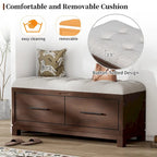 Banc de rangement relevable avec coussin, 1 personne, Expresso / Marine / Naturel / Blanc