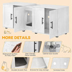 Meuble Cache-litière double blanc/noir, style armoire, pour 2 chats