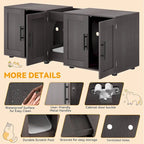 Meuble Cache-litière double blanc/noir, style armoire, pour 2 chats