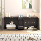 Meuble Cache-litière double blanc/noir, style armoire, pour 2 chats