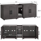 Meuble Cache-litière double blanc/noir, style armoire, pour 2 chats