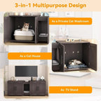 Meuble Cache-litière double blanc/noir, style armoire, pour 2 chats