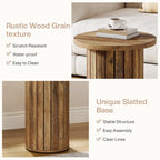 Table d'appoint ronde sur pied, marron, pour 1 personne, individuelle