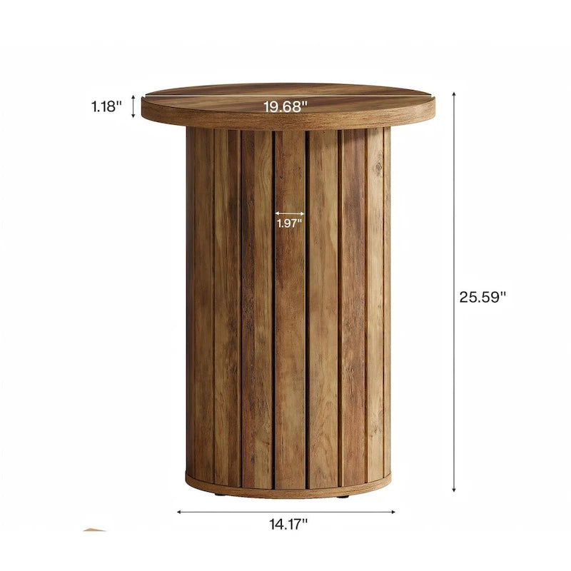 Table d'appoint ronde sur pied, marron, pour 1 personne, individuelle