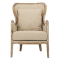 Fauteuil à oreilles en tissu beige, une place
