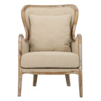 Fauteuil à oreilles en tissu beige, une place