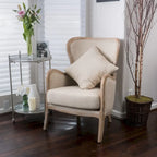 Fauteuil à oreilles en tissu beige, une place