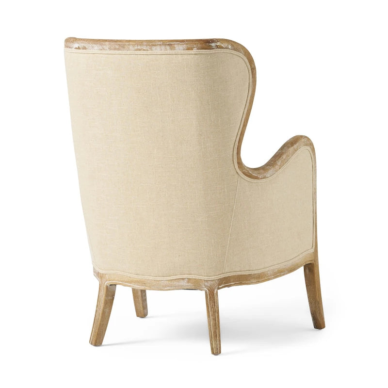 Fauteuil à oreilles en tissu beige, une place