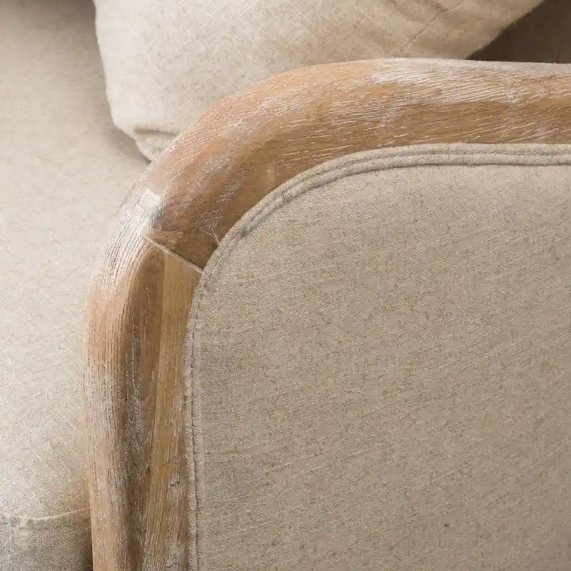 Fauteuil à oreilles en tissu beige, une place