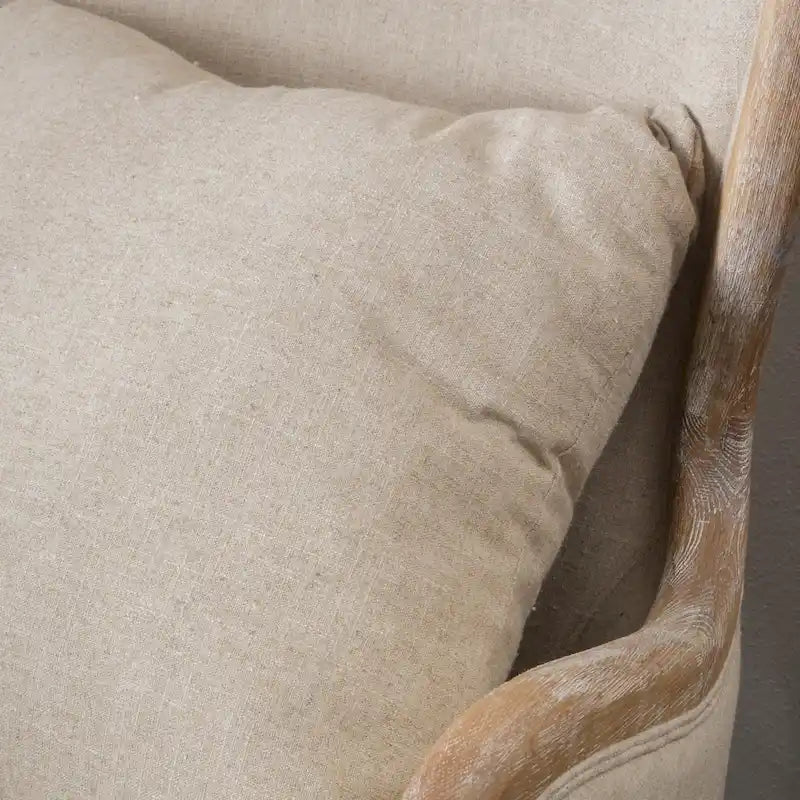 Fauteuil à oreilles en tissu beige, une place