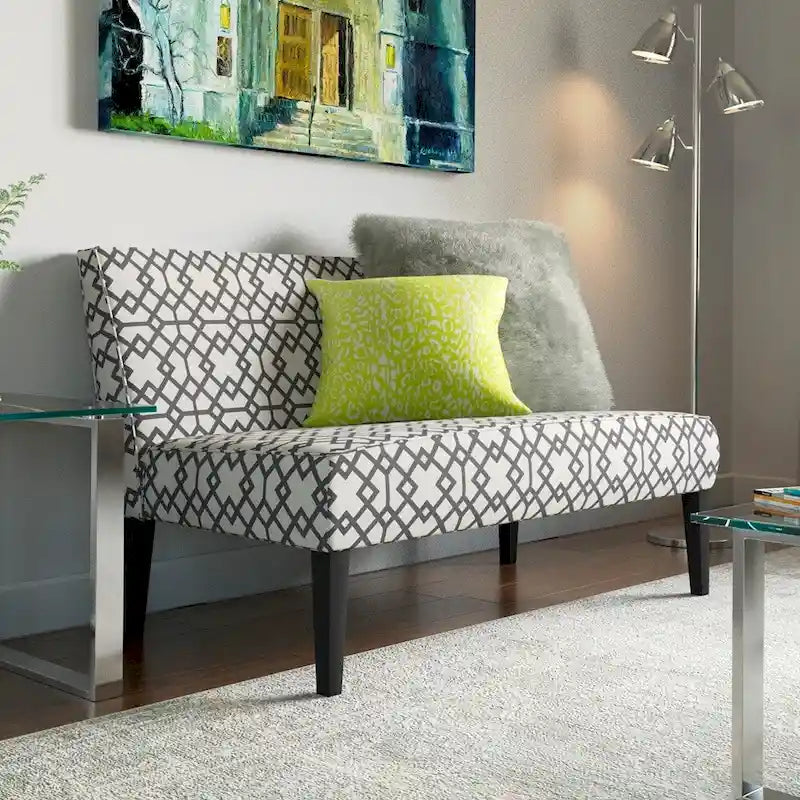 Causeuse 2 places en tissu à motif géométrique gris