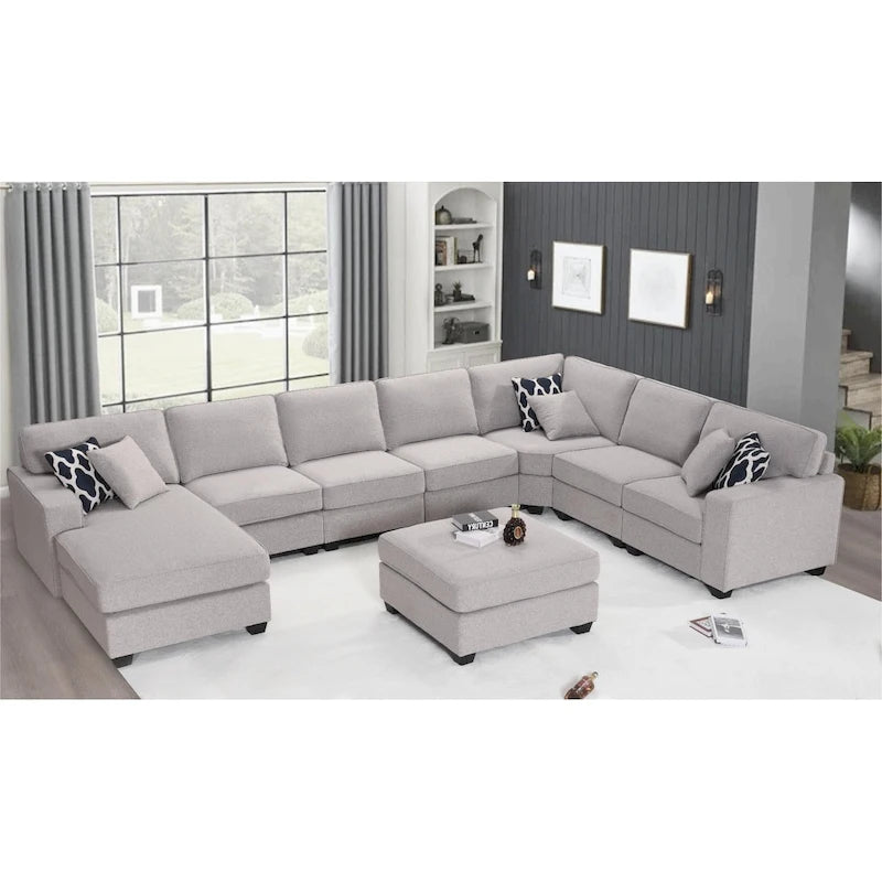Canapé d'angle modulable réversible (Gris / Gris foncé / Anthracite / Crème), Multiplace