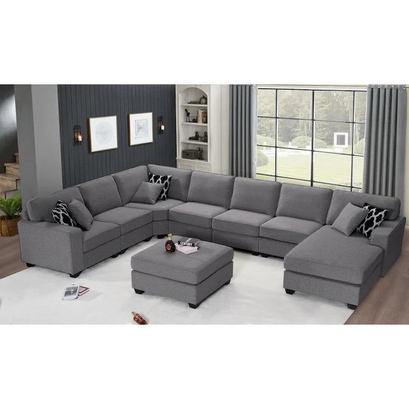 Canapé d'angle modulable réversible (Gris / Gris foncé / Anthracite / Crème), Multiplace