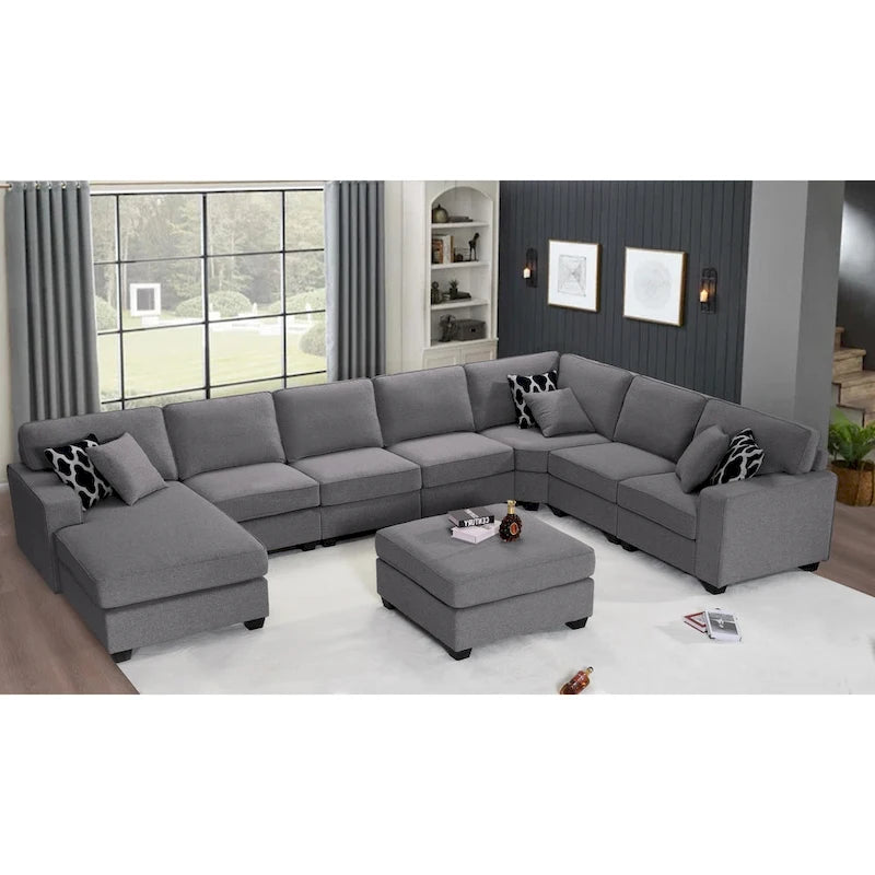 Canapé d'angle modulable réversible (Gris / Gris foncé / Anthracite / Crème), Multiplace