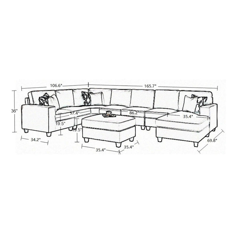 Canapé d'angle modulable réversible (Gris / Gris foncé / Anthracite / Crème), Multiplace