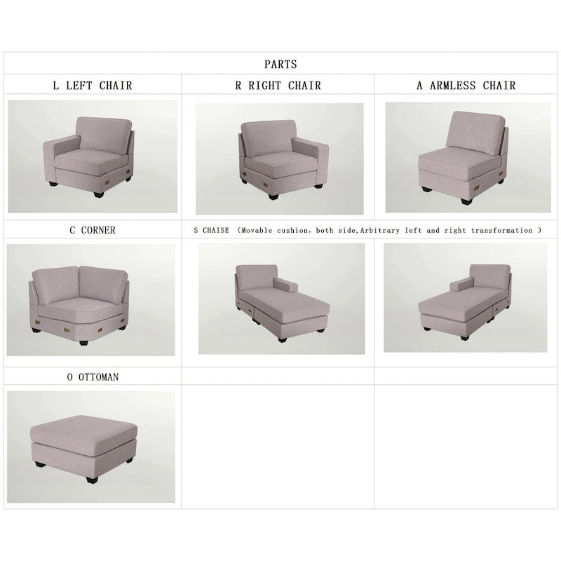 Canapé d'angle modulable réversible (Gris / Gris foncé / Anthracite / Crème), Multiplace