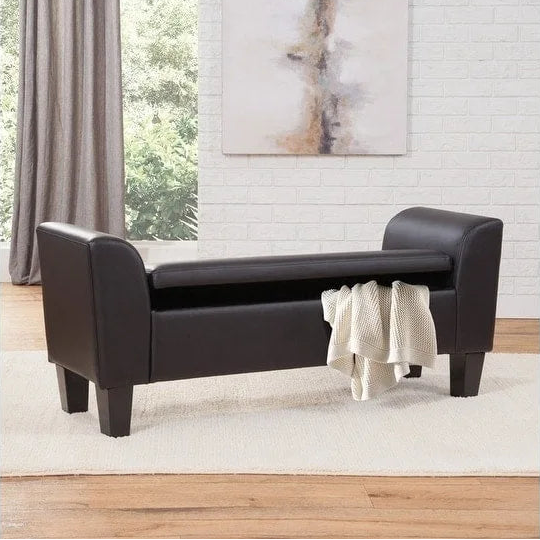 Grafton Home Claire Transitional Upholstered Storage Bench