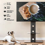 Meuble TV sur pied noir pivotant avec étagère en verre, pour téléviseurs de 37 à 72 pouces, 1 pièce