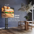 Meuble TV sur pied noir pivotant avec étagère en verre, pour téléviseurs de 37 à 72 pouces, 1 pièce