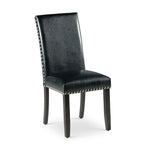 Chaise de salle à manger en similicuir noir avec clous décoratifs, lot de 2