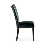 Chaise de salle à manger en similicuir noir avec clous décoratifs, lot de 2